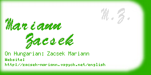 mariann zacsek business card